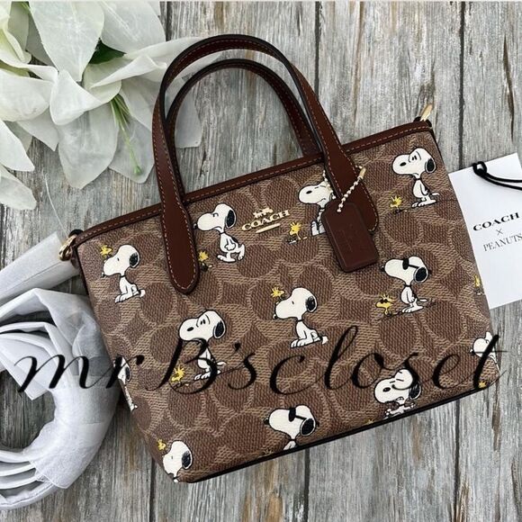 Coach Handbags - Coach X Peanuts City Mini Tote Bag In Signature Canvas With Snoopy Print Purse